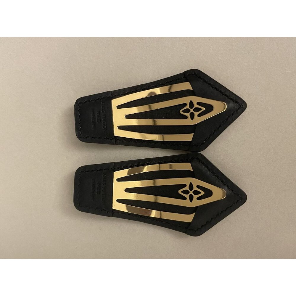Louis Vuitton Monogram Leather & Gold Metal Shoe Clips - Picture 2 of 3